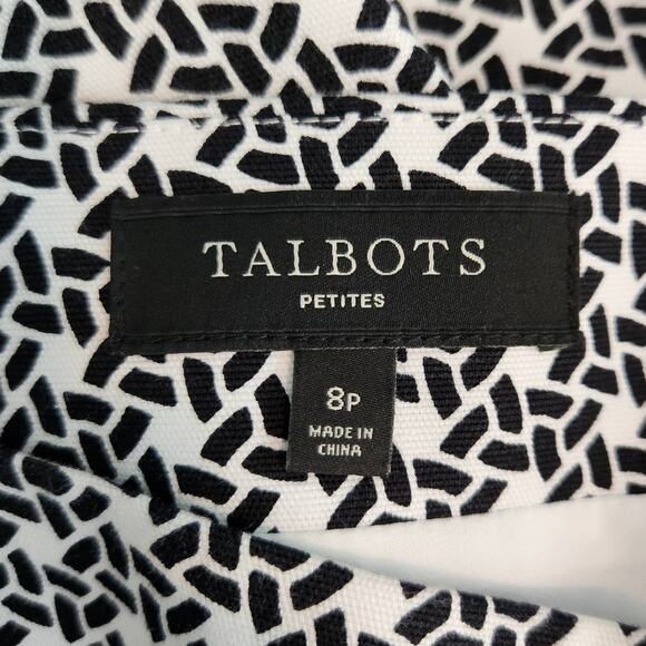 SALE Talbots Geo Balck and White Print Scalloped Mini Skirt 8P - Picture 3 of 4